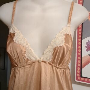 💕 Vintage Papillon Paula Carbone 💕 Antron Nylon Slip Dress Lace Intimate Sz 36
